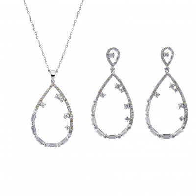 Orphelia® 'Islia' Femmes Argent Set: Necklace + Earrings - Argent SET-7423