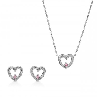 Orphelia® 'Marise' Femmes Argent Set: Necklace + Earrings - Argent SET-7488