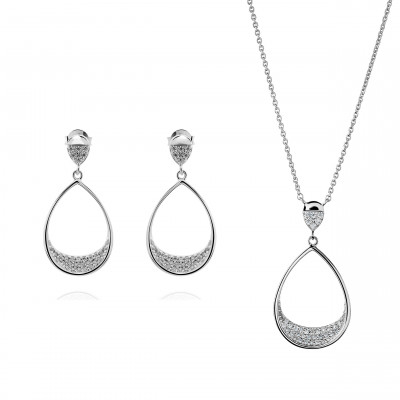 Orphelia® 'Jolina' Femmes Argent Set: Necklace + Earrings - Argent SET-7490