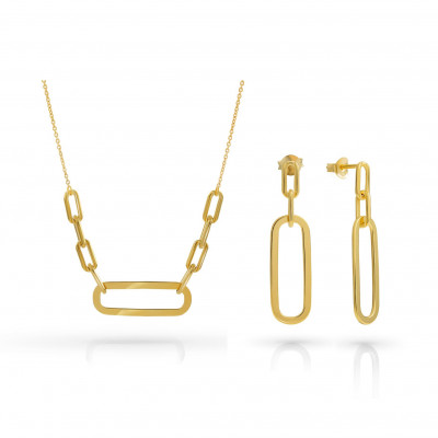 Orphelia® 'Essence' Femmes Argent Set: Necklace + Earrings - Or SET-7560/G