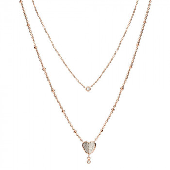 Fossil Jewellery® 'Flutter Hearts' Femmes Acier inoxydable Collier - Or rose JF03648791
