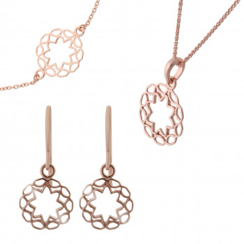 Orphelia® 'Jasmine' Femmes Argent Set: Bracelet + Earrings + Necklace - Rosé SET-7076/1