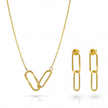 Orphelia® 'Rose' Femmes Argent Set: Necklace + Earrings - Or SET-7561/G
