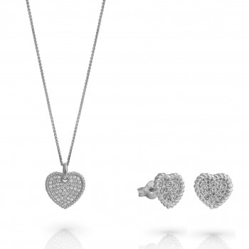Orphelia® 'Elite' Femmes Argent Set: Necklace + Earrings - Argent SET-7566