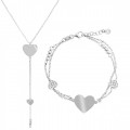 Orphelia® 'Heart' Femmes Argent Set: Collier + Bracelet - Argent SET-7384