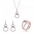 Orphelia® 'Aavia' Femmes Argent Set: Necklace + Earrings + Ring - Rosé SET-7422