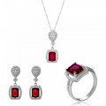 Orphelia® 'Enora' Femmes Argent Set: Necklace + Earrings + Ring - Argent SET-7426/RU