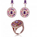 Orphelia® 'Enya ' Femmes Argent Set: Earrings + Ring - Rosé SET-7428/RG
