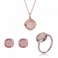 Orphelia® 'Amalia' Femmes Argent Set: Necklace + Earrings + Ring - Rosé SET-7442