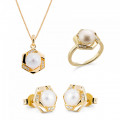 Orphelia® 'Aliva' Femmes Argent Set: Necklace + Earrings + Ring - Or SET-7469/G