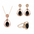 Orphelia® 'Alda' Femmes Argent Set: Necklace + Earrings + Ring - Rosé SET-7470