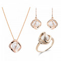 Orphelia® 'Aina' Femmes Argent Set: Necklace + Earrings + Ring - Rosé SET-7471/RG