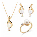 Orphelia® 'Adia' Femmes Argent Set: Necklace + Earrings + Ring - Or SET-7473