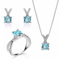 Orphelia® 'Maya' Femmes Argent Set: Necklace + Earrings + Ring - Argent SET-7478/AQ