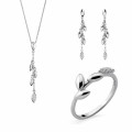 Orphelia® 'Loana' Femmes Argent Set: Necklace + Earrings + Ring - Argent SET-7505